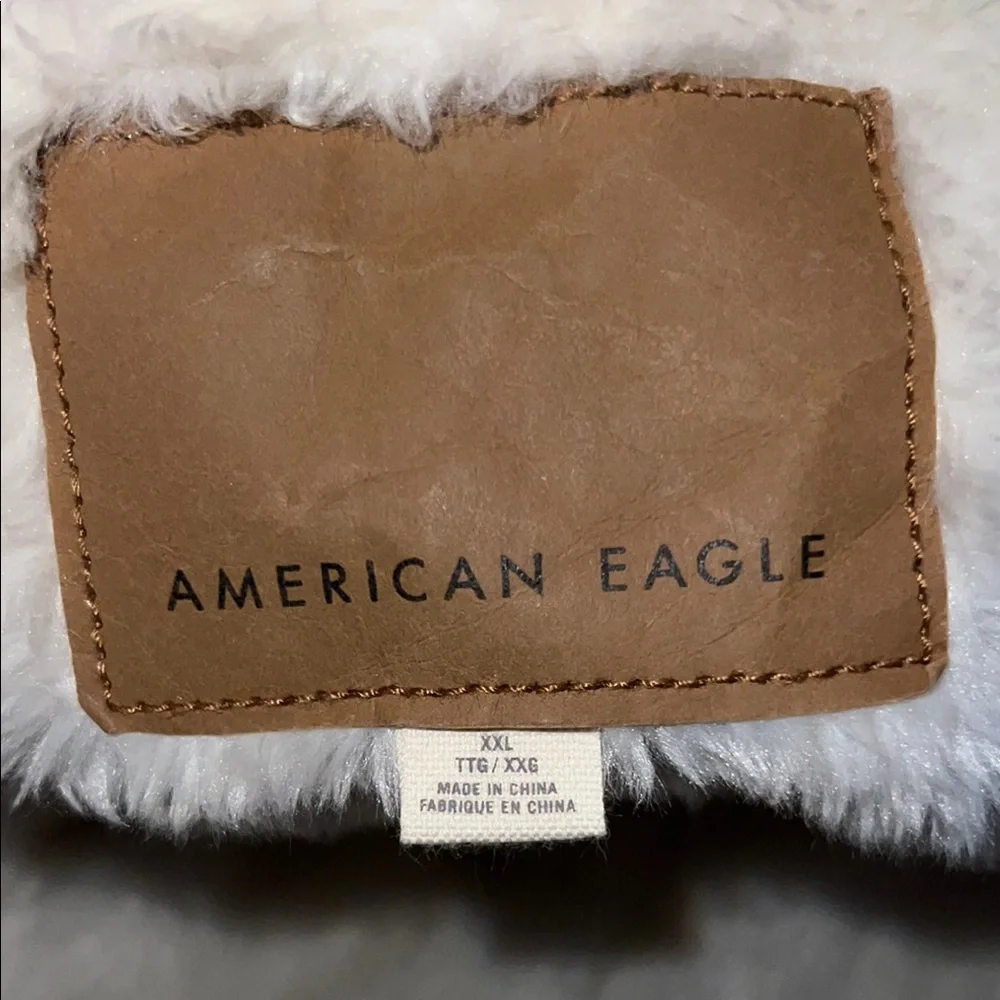 AMERICAN EAGLE 🦅 VINTAGE 80’s DENIM JEAN FAUX SHERPA-LINED JACKET Women’s XXL - Picture 10 of 11